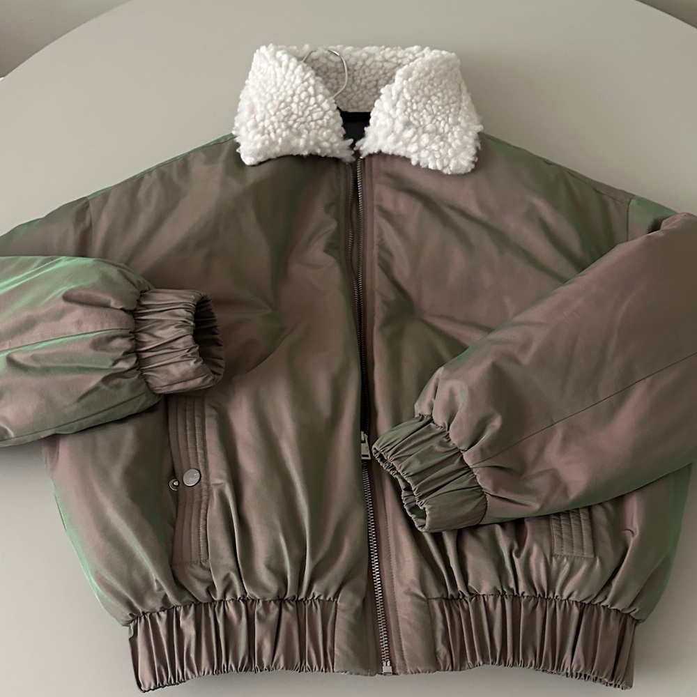UGG Brown Puffer Jacket with Cream Collar